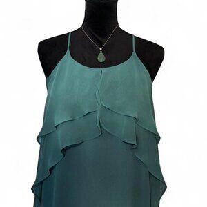 Turquoise Blue ruffle maxi dress with spaghetti straps